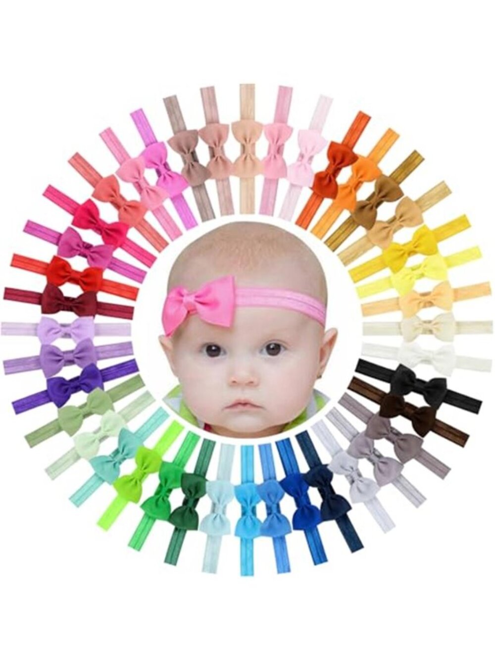 Baby Girl Headbands Hair Bows Grosgrain Ribbon Elastic Soft Newborn Toddler